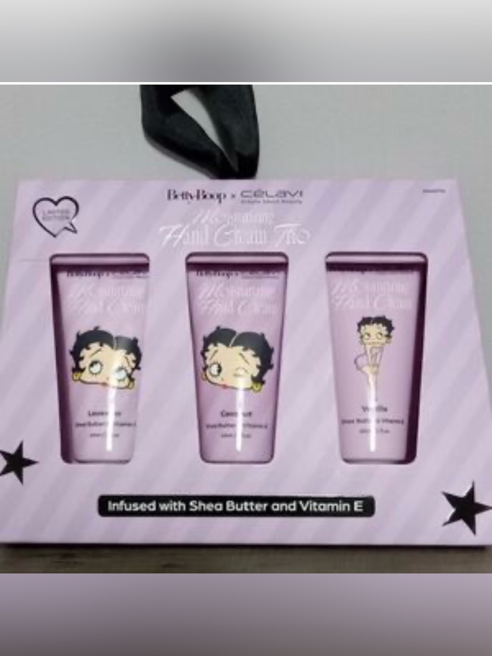 Celavi x Betty Boop Hand Cream 3-PC Gift Set - Lavender, Vanilla, Coconut - 2oz